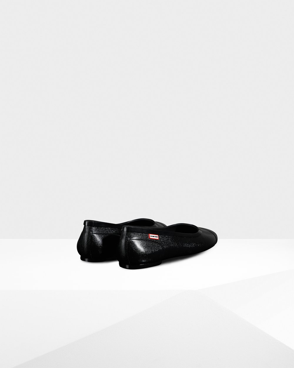 Women Hunter Original Tour Gloss Flats | Ballerina Black | NZ-17508-ONBM